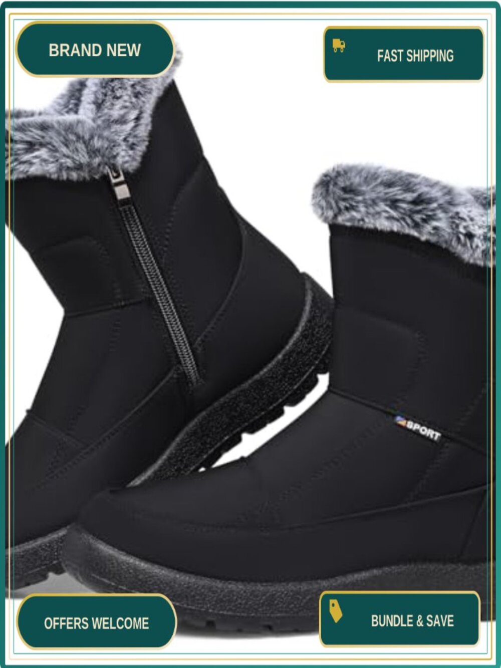 Women's Winter Snow Boots Waterproof Fur-Lined Ankle Booties